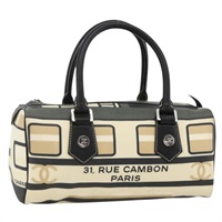 シャネル CHANEL トレイン ハンドバッグ PVC ベージュ シルバー レディース YKZ558SAV