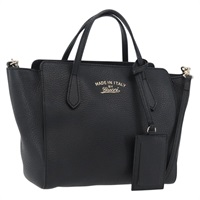 グッチ GUCCI ハンドバッグ スウィング レザー 2way ブラック ゴールド 368827 レディース am11165A