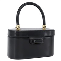 グッチ GUCCI バニティ ハンドバッグ レザー ブラック ゴールド レディース AMZ071A