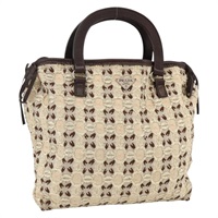 プラダ PRADA ハンドバッグ コットン ベージュ シルバー BN0701 レディース SW2266A