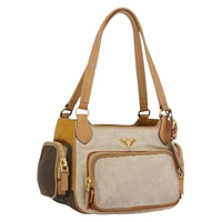 プラダ PRADA ハンドバッグ キャンバス ゴールド ベージュ レディース YKZ552A