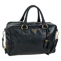 プラダ PRADA ハンドバッグ レザー 2way ネイビー ゴールド レディース 170560A