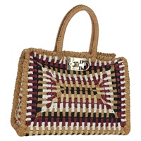 サルヴァトーレフェラガモ Salvatore Ferragamo ハンドバッグ ガンチーニ スタジオバッグ ストロー ベージュ ゴールド レディース BAZ404V