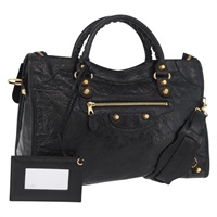 バレンシアガ BALENCIAGA ザジャイアントシティ ハンドバッグ レザー 2way ゴールド ブラック 281770 レディース yk20208SAM
