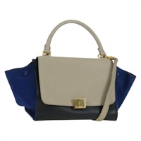 セリーヌ CELINE トラペーズ ハンドバッグ レザー 2way ブルー シルバー レディース BA11737A