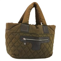 シャネル CHANEL ハンドバッグ コココクーン マトラッセ ナイロン カーキ シルバー レディース BA11819A