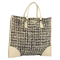 プラダ PRADA ハンドバッグ ツイード ベージュ シルバー レディース BA11824A