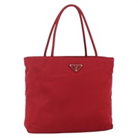 プラダ PRADA ハンドバッグ ナイロン レッド シルバー レディース BA11855A