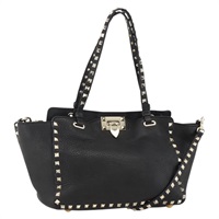 ヴァレンティノ VALENTINO ハンドバッグ ロックスタッズ レザー 2way ブラック ゴールド レディース BA11906A