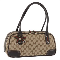 グッチ GUCCI ハンドバッグ GGキャンバス ウェブシェリーライン プリンシー ベージュ ゴールド 161720 レディース BAZ048A