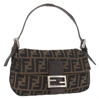 フェンディ FENDI マンマバゲット ハンドバッグ ズッカキャンバス ブラウン ブラック レディース BAZ108A