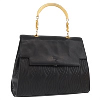 フェンディ FENDI ハンドバッグ パスタ チェーン レザー ブラック ゴールド レディース BAZ169A