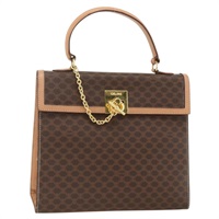 セリーヌ CELINE ハンドバッグ マカダムキャンバス PVCレザー ブラウン ゴールド レディース BAZ721A