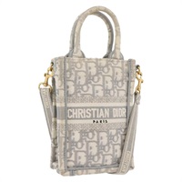 クリスチャンディオール Christian Dior ブックトートバーティカルバッグミニ ハンドバッグ トロッターキャンバス 2way グレー ゴールド レディース BAZ782A