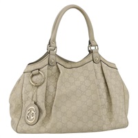 グッチ GUCCI ハンドバッグ スーキー GGキャンバス グッチシマ レザー ホワイト ゴールド 211944 レディース ka3525A