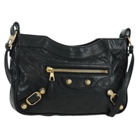 バレンシアガ BALENCIAGA ジャイアントヒップ ショルダーバッグ レザー ブラック ゴールド 237203 レディース AMZ536V