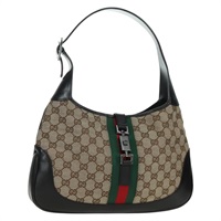 グッチ GUCCI ショルダーバッグ GGキャンバス ウェブシェリーライン ジャッキー ベージュ シルバー 00968 レディース AMZ539V