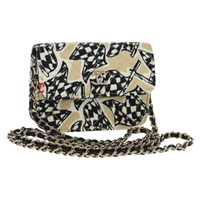 シャネル CHANEL ショルダーバッグ マトラッセ チェッカー フラッグ チェーン キャンバス ベージュ ゴールド レディース YKZ105SAM