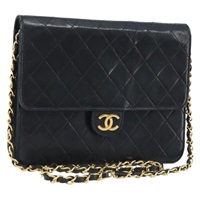 シャネル CHANEL ショルダーバッグ マトラッセ チェーン ラムスキン ブラック ゴールド レディース gh2002A