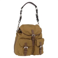 プラダ PRADA ショルダーバッグ ナイロン ブラウン シルバー レディース YKZ352A