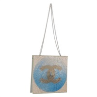 シャネル CHANEL ショルダーバッグ チェーン スパンコール グレージュ シルバー レディース YKZ542A