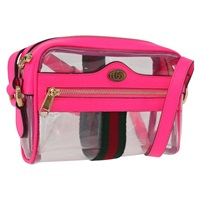 グッチ GUCCI ショルダーバッグ ウェブシェリーライン ビニール クリア ピンク 517350 レディース YKZ583A