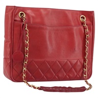 シャネル CHANEL ショルダーバッグ チェーン ラムスキン レッド ゴールド レディース BA11646A