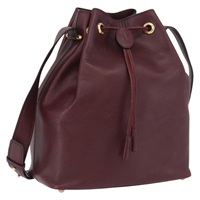 カルティエ CARTIER ショルダーバッグ マストライン 巾着 レザー ボルドー ゴールド レディース 174474A