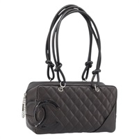 シャネル CHANEL ショルダーバッグ カンボンライン　マトラッセ レザー ブラウン シルバー レディース AMZ516SAV