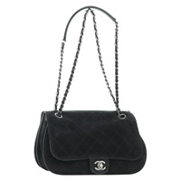 シャネル CHANEL ショルダーバッグ マトラッセ チェーン ヌバックレザー ブラック シルバー レディース BAZ254SAV