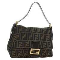 フェンディ FENDI マンマバゲット ショルダーバッグ ズッカキャンバス ブラック ブラウン レディース BAZ700M