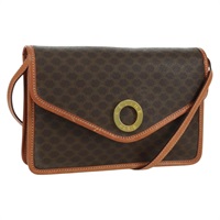 セリーヌ CELINE ショルダーバッグ マカダムキャンバス PVCレザー ブラウン ゴールド レディース BSZ680V