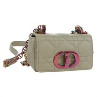 クリスチャンディオール Christian Dior ディオールカロ ショルダーバッグ カナージュ チェーン ラムスキン アイボリー ゴールド レディース BSZ691SAM