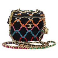 シャネル CHANEL ショルダーバッグ マトラッセ チェーン バニティ ツイード マルチカラー ゴールド レディース BSZ708SM