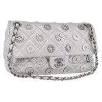 シャネル CHANEL ショルダーバッグ マトラッセ チェーン パンチングレザー シルバー レディース ka3473SAM