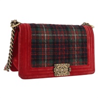 シャネル CHANEL ショルダーバッグ チェーン マトラッセ ボーイシャネル キャンバス レッド ゴールド レディース ka3474SAM