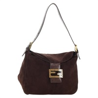 フェンディ FENDI マンマバゲット ショルダーバッグ スエード レザー ブラウン ゴールド レディース mr2235SAV