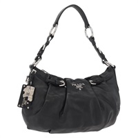 プラダ PRADA ショルダーバッグ レザー ブラック シルバー レディース yk20210SAM