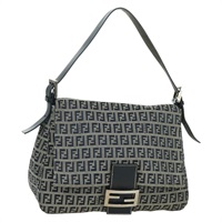 フェンディ FENDI マンマバゲット ショルダーバッグ ズッキーノキャンバス ネイビー シルバー レディース YKZ796SAV
