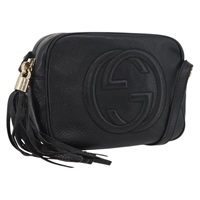 グッチ GUCCI ショルダーバッグ ソーホー フリンジ レザー ブラック ゴールド 308364 レディース am11158A