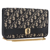 クリスチャンディオール Christian Dior ショルダーバッグ トロッターキャンバス ネイビー ゴールド レディース ARZ820A