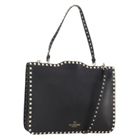 ヴァレンティノ VALENTINO ショルダーバッグ ロックスタッズ レザー ブラック ゴールド レディース BA11213A