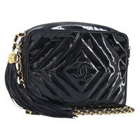 シャネル CHANEL ショルダーバッグ ココマーク チェーン パテントレザー ブラック ゴールド レディース BAZ033A