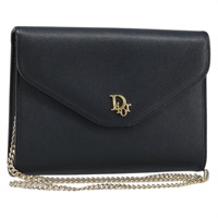 クリスチャンディオール Christian Dior ショルダーバッグ チェーン レザー ゴールド ブラック レディース BAZ035A