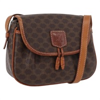 セリーヌ CELINE ショルダーバッグ マカダムキャンバス PVCレザー ブラウン ゴールド レディース BAZ059A