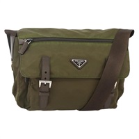 プラダ PRADA ショルダーバッグ ナイロン カーキ シルバー レディース BAZ105A