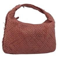 ボッテガヴェネタ BOTTEGAVENETA ショルダーバッグ イントレチャート ホーボー レザー レッド シルバー レディース BAZ107A