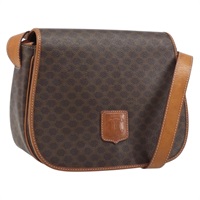 セリーヌ CELINE ショルダーバッグ マカダムキャンバス PVCレザー ブラウン ゴールド レディース BAZ170A