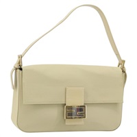 フェンディ FENDI マンマバゲット ショルダーバッグ キャンバス ベージュ ゴールド レディース BAZ238A