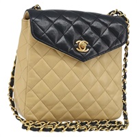 シャネル CHANEL ショルダーバッグ マトラッセ チェーン ラムスキン ベージュ ゴールド レディース BAZ401A